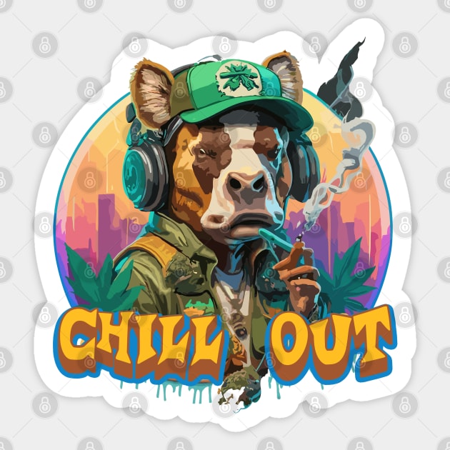 Pop Culture Bull in Hip Hop Gear smoking weed Sticker by diegotorres